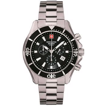 Military Chronograph Stål quartz herre ur fra Swiss Alpine Military, 70409137