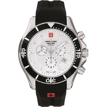 Military Chronograph Stål quartz herre ur fra Swiss Alpine Military, 70409832
