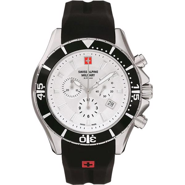 Military Chronograph Stål quartz herre ur fra Swiss Alpine Military, 70409832