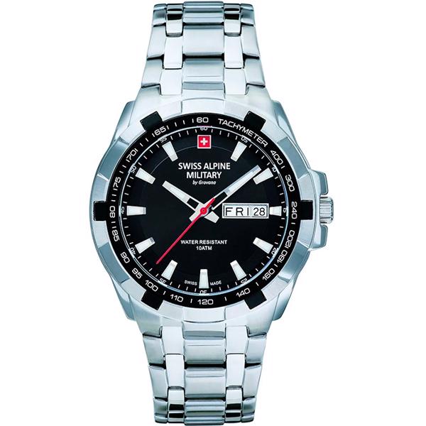 Day Date Stål quartz herre ur fra Swiss Alpine Military, 70431137