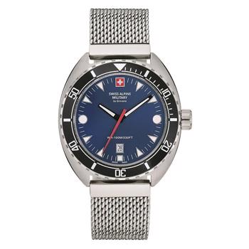 Navy stål quartz herre ur fra Swiss Alpine Military, 7066.1135SAM