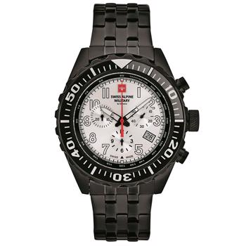 Military Chrono PVD coated stål quartz herre ur fra Swiss Alpine Military, 70769172
