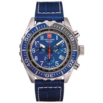 Military Chrono Stål quartz herre ur fra Swiss Alpine Military, 70769535