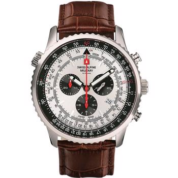 Military Chrono Stål quartz herre ur fra Swiss Alpine Military, 70789532