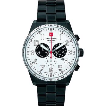 Military Chrono PVD coated stål quartz herre ur fra Swiss Alpine Military, 70829173