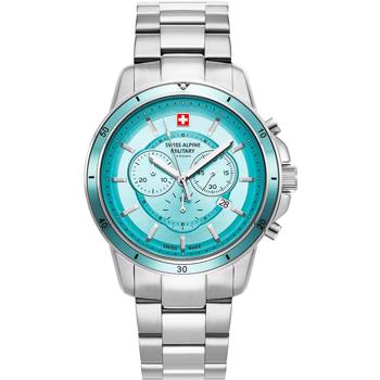 Military Chrono Stål quartz herre ur fra Swiss Alpine Military, 70899131