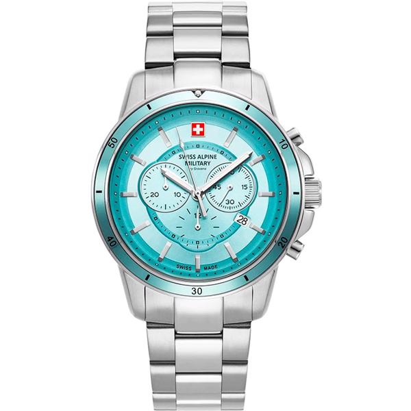 Military Chrono Stål quartz herre ur fra Swiss Alpine Military, 70899131