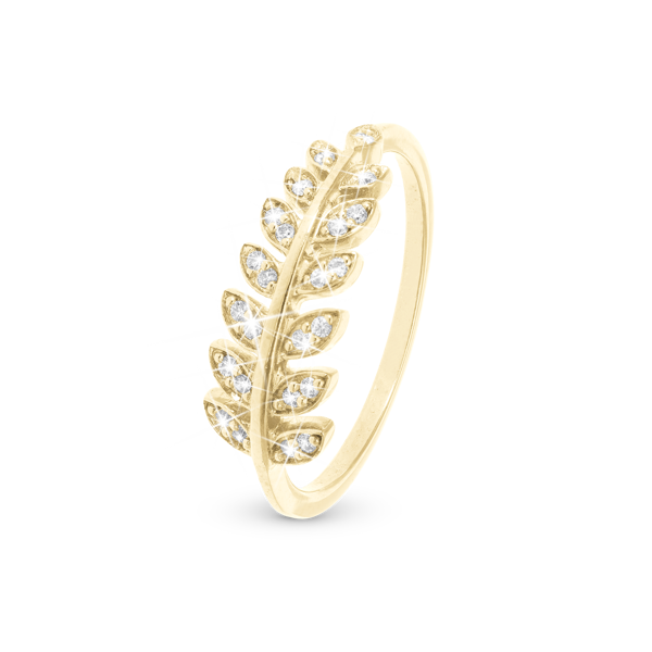 UrogSmykker.dk har Model 1.18.B-61, Ring med zirkonia blade i 925 forgyldt sølv 