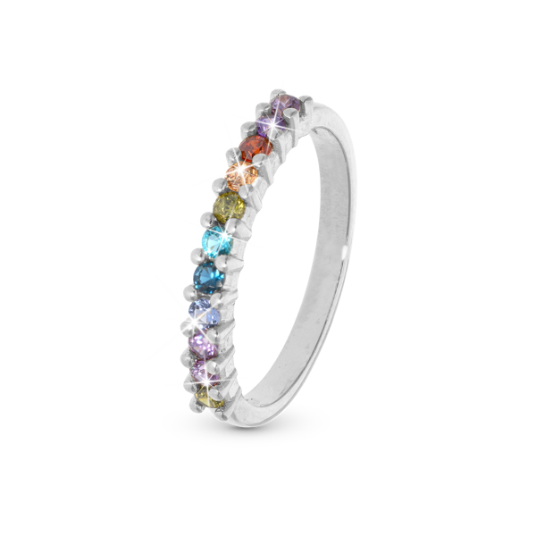 Rainbow Ring med multifarvet zirkonia i 925 sterling sølv  fra Christina Jewelry