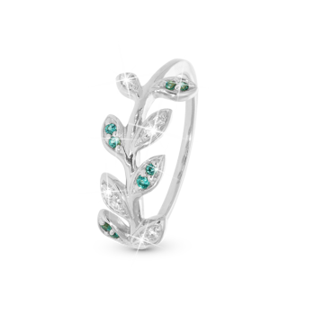 UrogSmykker.dk har Model 2.29.A-53, Ring med blade med grønne og hvide zirkonia i 925 sterling sølv 