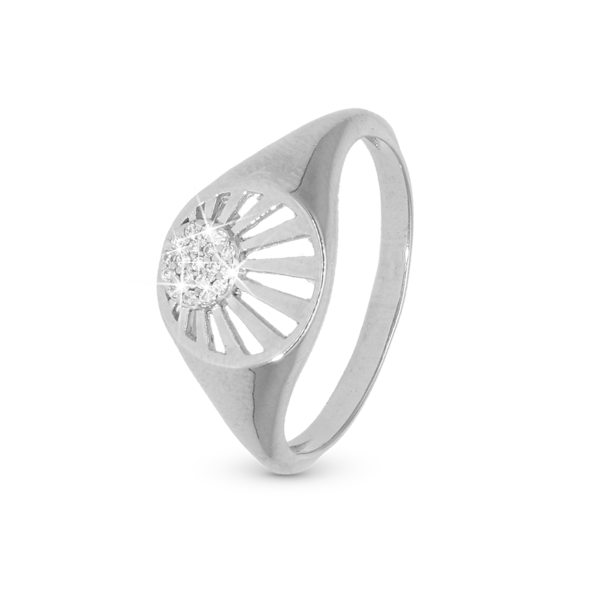 UrogSmykker.dk har Model 4.13A-49, Signet ring med solnedgang af zirkonia i 925 sterling sølv 