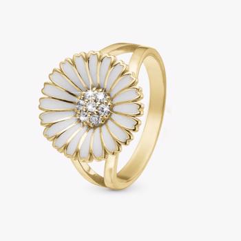 forgyldt sølv  ring  Marguerite CZ Fingerring med smuk marguerite med sten fra Christina Jewelry