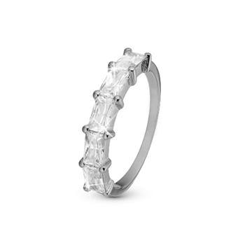 sterling sølv  ring  White Baguette Fingerring med hvide baguette sten fra Christina Jewelry, str 55