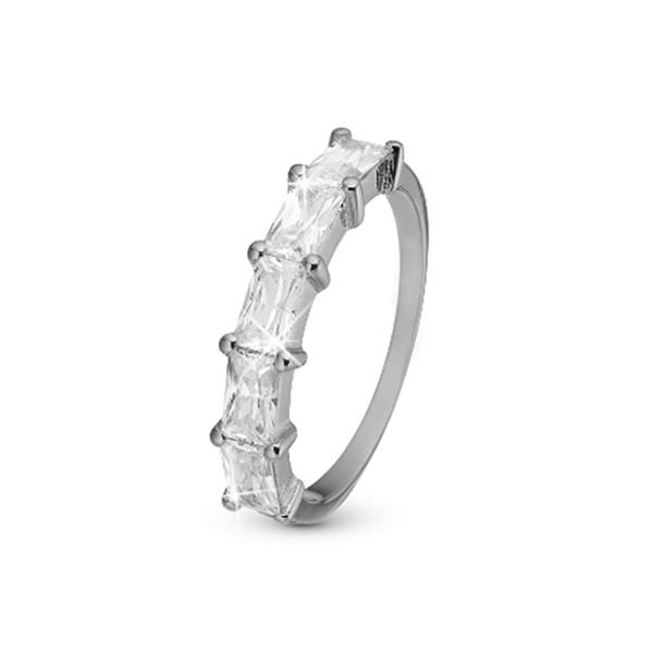 sterling sølv  ring  White Baguette Fingerring med hvide baguette sten fra Christina Jewelry, str 53
