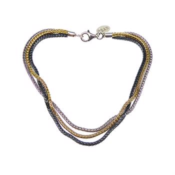 925 Sterling Sølv Claasic Foxtail kæde sort rhodineret/Forgyldt/blank fra San Design