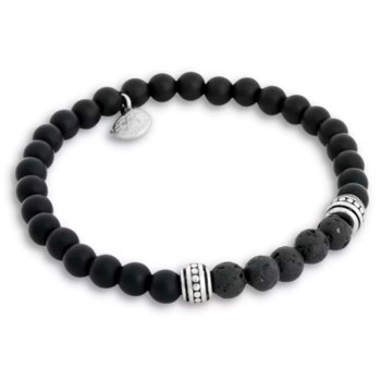 BRETT - Beads armbånd i sort med lava sten, by Billgren