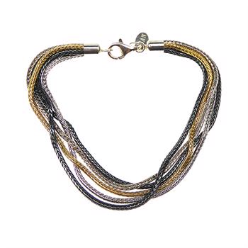 925 Sterling Sølv Claasic Foxtail kæde sort rhodineret/Forgyldt/blank fra San Design