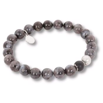 BASEL - Beads armbånd i grå/sort, by Billgren - Large, 21 cm