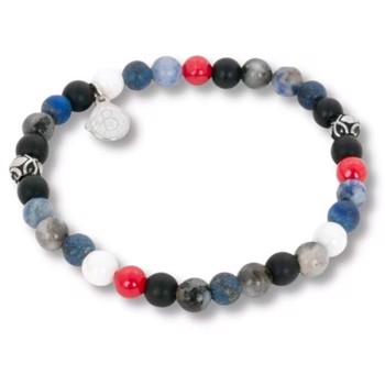  BYRON - Beads armbånd rød/blå med detaljer i stål, by Billgren