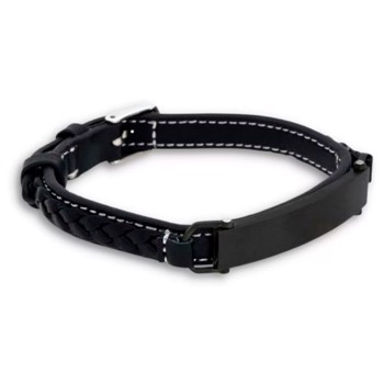 LEWIN - Smart læder armbånd i sort, med plade til gravering, by Billgren