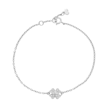 Armbånd kløver 7,5mm zirkonia 16-18cm 925, 16-18cm