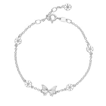 Marguerit armbånd sommerfugl 5x5mm sterling sølv