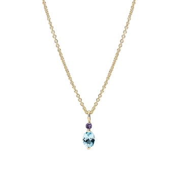 Lund Copenhagen Collier halskæde i forgyldt sølv med topaz og iolit 45-48 cm