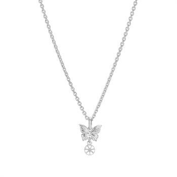 Marguerit collier sommerfugl 5mm. sterling sølv