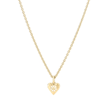 Marguerit halskæde hjerte 1x5mm forgyldt 925 sølv, 45-48cm