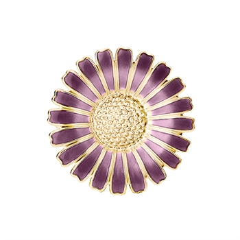 Marguerit broche lilla 36mm forgyldt 925 sølv, 