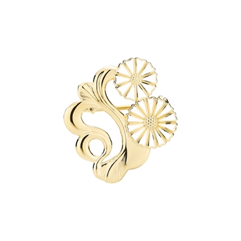 Marguerit broche filigran 11+9 mm forgyldt sølv