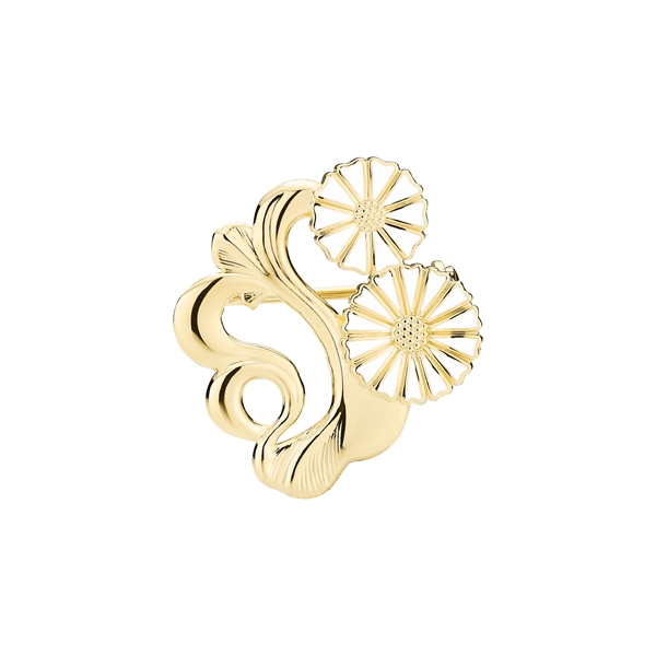 Marguerit broche filigran 11+9 mm forgyldt sølv
