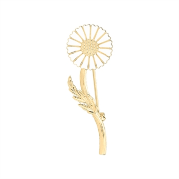 Lund Copenhagen Marguerit broche 18mm i forgyldt sterling sølv