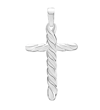 Sterling sølv kors, snoet 28 x 19  mm fra Lund Copenhagen