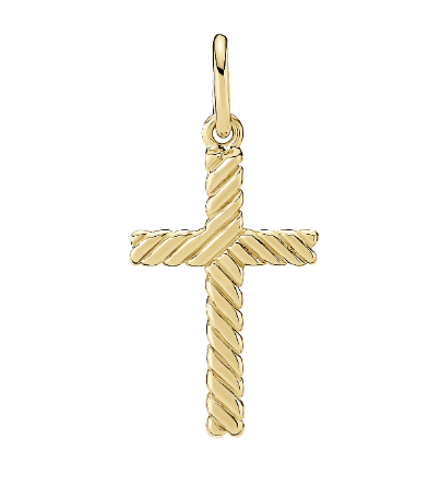 Forgyldt sterling sølv kors, stribet, 19 x 12 mm fra Lund Copenhagen