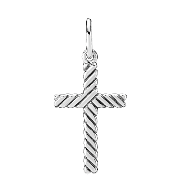 Sterling sølv kors, stribet, 19 x 12 mm fra Lund Copenhagen
