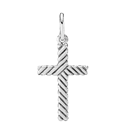 Sterling sølv kors, stribet, 19 x 12 mm fra Lund Copenhagen