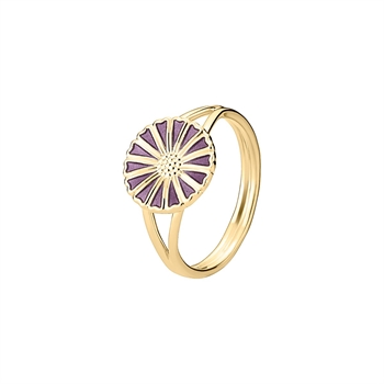 Lund Copenhagen Marguerit ring 11 mm forgyldt sølv med lilla emalje