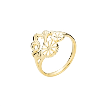 Marguerit ring filigran 7,5+5 mm forgyldt sølv 