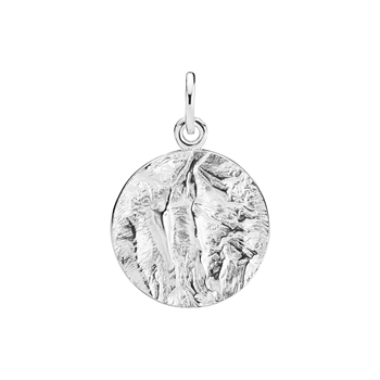 Vedhæng plade mat rustik diameter 20 mm sterling sølv