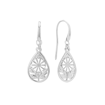 Marguerit ørehænger dråbe 7,5mm sterling sølv