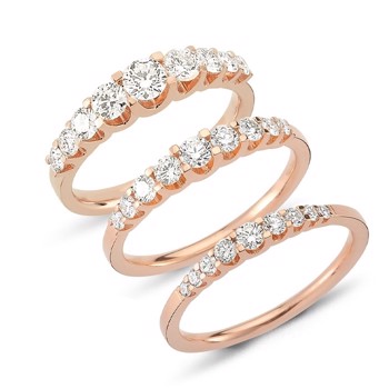 Nuran 14 kt rosaguld diamant alliance ring, fra Empire ring serien med 0,24 ct til 1,00 ct diamanter Wesselton / SI
