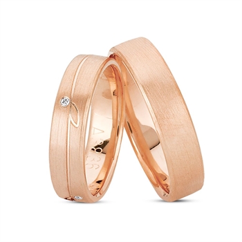 14 karat Sparkling Leaf Vielsesringe fra Nuran