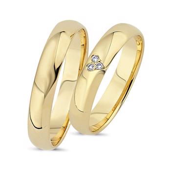 gult guld 8 karat Love - 20 års jubilæum Vielsesringe med 0,03 ct diamanter wesselton si fra Nuran