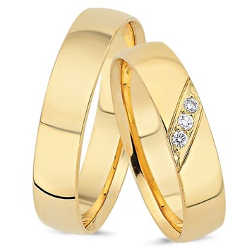 Nuran Love 20 års jubilæum 14 karat gult guld Vielsesringe med 0,06 ct diamanter wesselton si