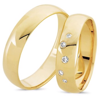 Nuran Love 14 karat guld Vielsesringe med 0,07 ct diamanter Wesselton VS i flot brillant slib