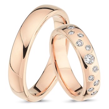 Nuran Love Stjernedrys rosa guld Vielsesringe med 11 stk diamanter Wesselton VS
