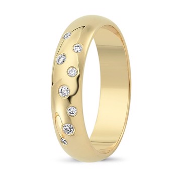 Nuran Love Stjernedrys gult guld Damering med 8 stk diamanter Wesselton VS