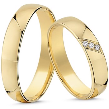 Nuran True Love 8 karat gult guld Vielsesringe med 0,045 ct diamanter Wesselton si