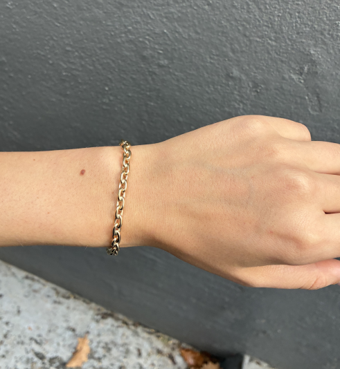 Rund anker i 14 karat Guld armbånd, 5,6 mm bred (tråd 1,7 mm) og 18½ cm